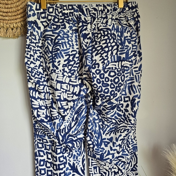 Lilly Pulitzer, New, Aden Linen Tassel Ankle Pants Indigo Home Slice SZ Small - Picture 6 of 11